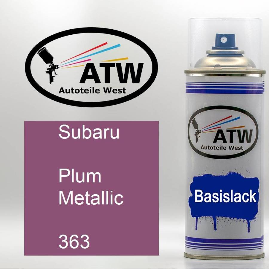Subaru, Plum Metallic, 363: 400ml Sprühdose, von ATW Autoteile West.
